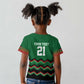 Custom Cricket Africa Kenya Kid T shirt Green Lion Head with Kenyan Pattern - African Pride