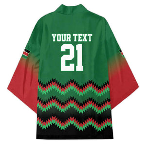 Custom Cricket Africa Kenya Kimono Green Lion Head Kenyan Pattern