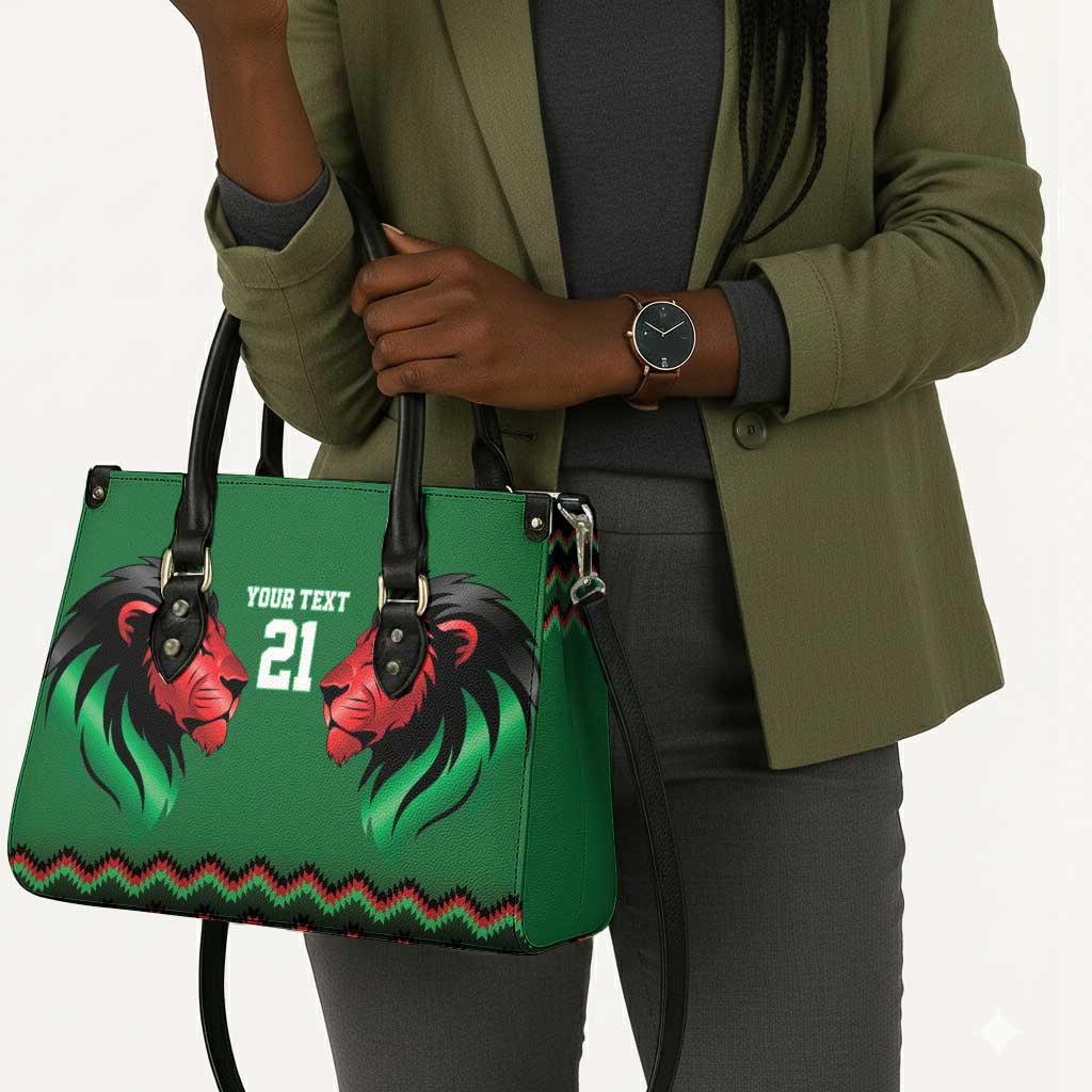 Custom Cricket Africa Kenya Leather Bag Green Lion Head Kenyan Pattern