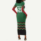 Custom Cricket Africa Kenya Long Sleeve Bodycon Dress Green Lion Head with Kenyan Pattern - African Pride