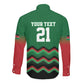 Custom Cricket Africa Kenya Long Sleeve Button Shirt Green Lion Head with Kenyan Pattern - African Pride