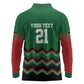 Custom Cricket Africa Kenya Long Sleeve Polo Shirt Green Lion Head with Kenyan Pattern - African Pride