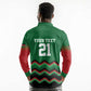 Custom Cricket Africa Kenya Long Sleeve Polo Shirt Green Lion Head with Kenyan Pattern - African Pride