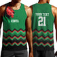 Custom Cricket Africa Kenya Men Tank Top Green Lion Head with Kenyan Pattern - African Pride