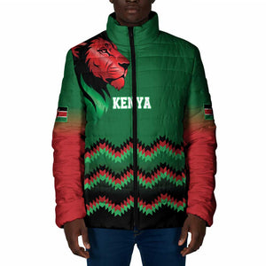 Custom Cricket Africa Kenya Padded Jacket Green Lion Head Kenyan Pattern