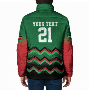 Custom Cricket Africa Kenya Padded Jacket Green Lion Head Kenyan Pattern