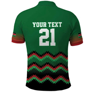 Custom Cricket Africa Kenya Polo Shirt Green Lion Head with Kenyan Pattern - African Pride