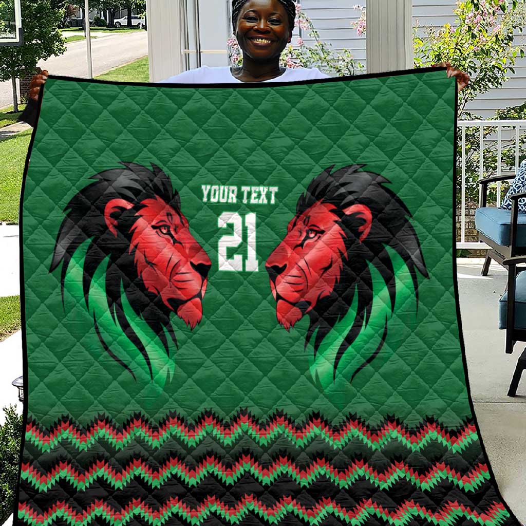 Custom Cricket Africa Kenya Quilt Green Lion Head with Kenyan Pattern - African Pride