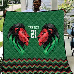 Custom Cricket Africa Kenya Quilt Green Lion Head with Kenyan Pattern - African Pride