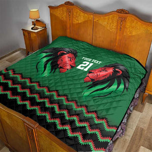 Custom Cricket Africa Kenya Quilt Green Lion Head with Kenyan Pattern - African Pride