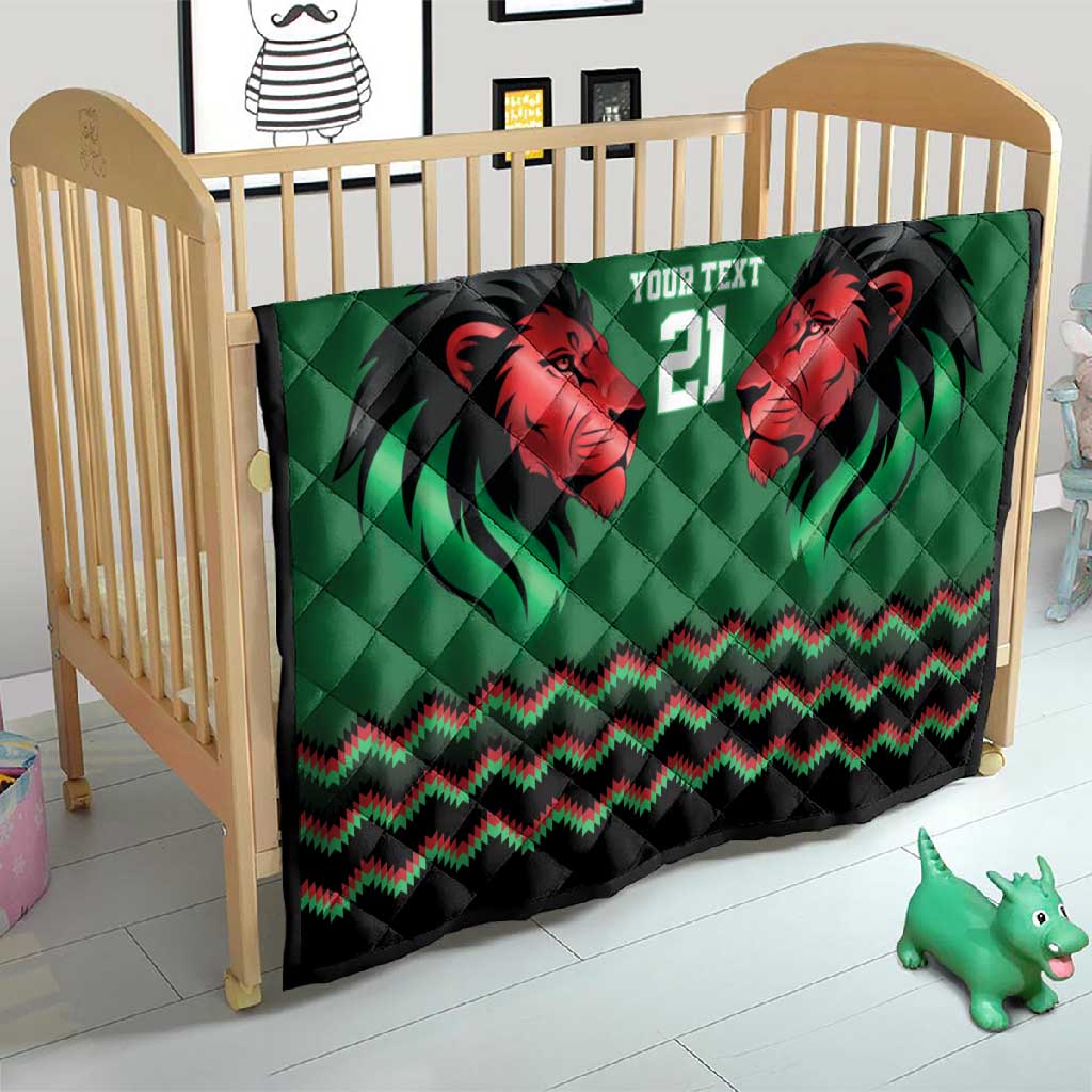 Custom Cricket Africa Kenya Quilt Green Lion Head with Kenyan Pattern - African Pride