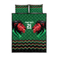 Custom Cricket Africa Kenya Quilt Bed Set Green Lion Head with Kenyan Pattern - African Pride