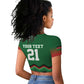 Custom Cricket Africa Kenya Raglan Cropped T shirt Green Lion Head with Kenyan Pattern - African Pride