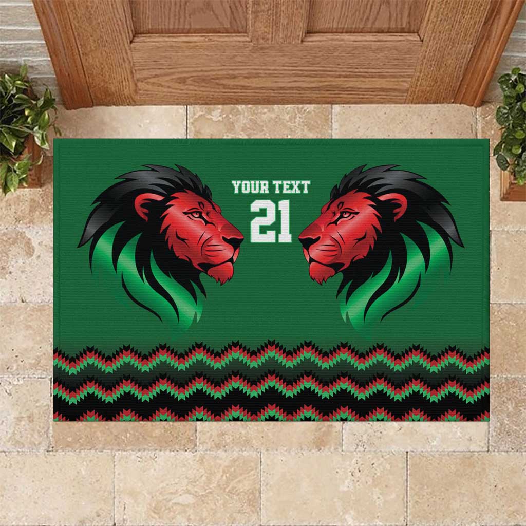 Custom Cricket Africa Kenya Rubber Doormat Green Lion Head with Kenyan Pattern - African Pride