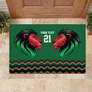 Custom Cricket Africa Kenya Rubber Doormat Green Lion Head with Kenyan Pattern - African Pride