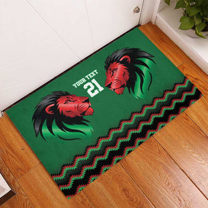 Custom Cricket Africa Kenya Rubber Doormat Green Lion Head with Kenyan Pattern - African Pride