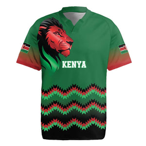 Custom Cricket Africa Kenya Rugby Jersey Green Lion Head with Kenyan Pattern - African Pride
