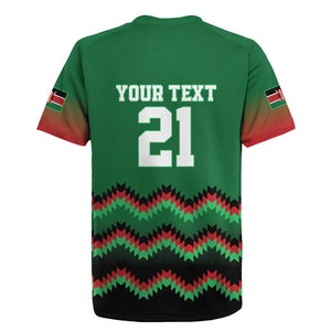 Custom Cricket Africa Kenya Rugby Jersey Green Lion Head with Kenyan Pattern - African Pride