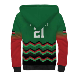 Custom Cricket Africa Kenya Sherpa Hoodie Green Lion Head with Kenyan Pattern - African Pride