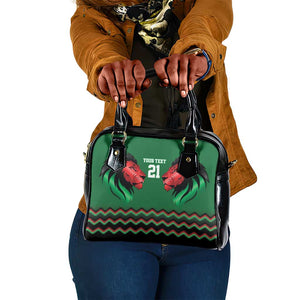 Custom Cricket Africa Kenya Shoulder Handbag Green Lion Head with Kenyan Pattern - African Pride