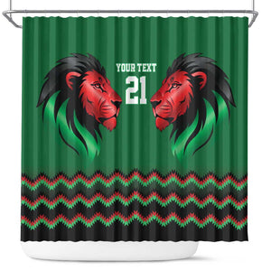 Custom Cricket Africa Kenya Shower Curtain Green Lion Head with Kenyan Pattern - African Pride