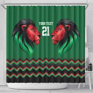 Custom Cricket Africa Kenya Shower Curtain Green Lion Head with Kenyan Pattern - African Pride