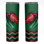 Custom Cricket Africa Kenya Skinny Tumbler Green Lion Head with Kenyan Pattern - African Pride