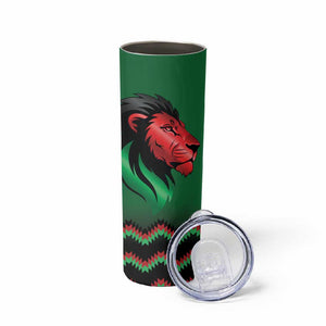 Custom Cricket Africa Kenya Skinny Tumbler Green Lion Head with Kenyan Pattern - African Pride
