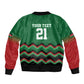 Custom Cricket Africa Kenya Sleeve Zip Bomber Jacket Green Lion Head with Kenyan Pattern - African Pride