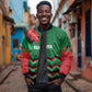 Custom Cricket Africa Kenya Sleeve Zip Bomber Jacket Green Lion Head with Kenyan Pattern - African Pride