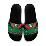 Custom Cricket Africa Kenya Slide Sandals Green Lion Head Kenyan Pattern