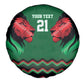 Custom Cricket Africa Kenya Spare Tire Cover Green Lion Head with Kenyan Pattern - African Pride