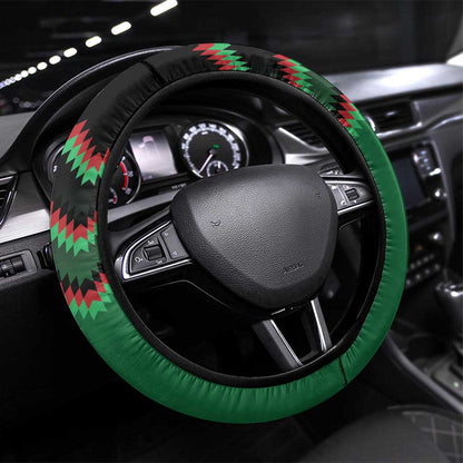 Cricket Africa Kenya Steering Wheel Cover Green Lion Head with Kenyan Pattern - African Pride