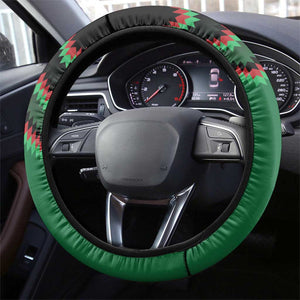 Cricket Africa Kenya Steering Wheel Cover Green Lion Head with Kenyan Pattern - African Pride