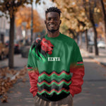 Custom Cricket Africa Kenya Sweatshirt Green Lion Head with Kenyan Pattern - African Pride