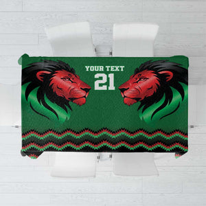 Custom Cricket Africa Kenya Tablecloth Green Lion Head with Kenyan Pattern - African Pride