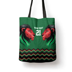 Custom Cricket Africa Kenya Tote Bag Green Lion Head Kenyan Pattern