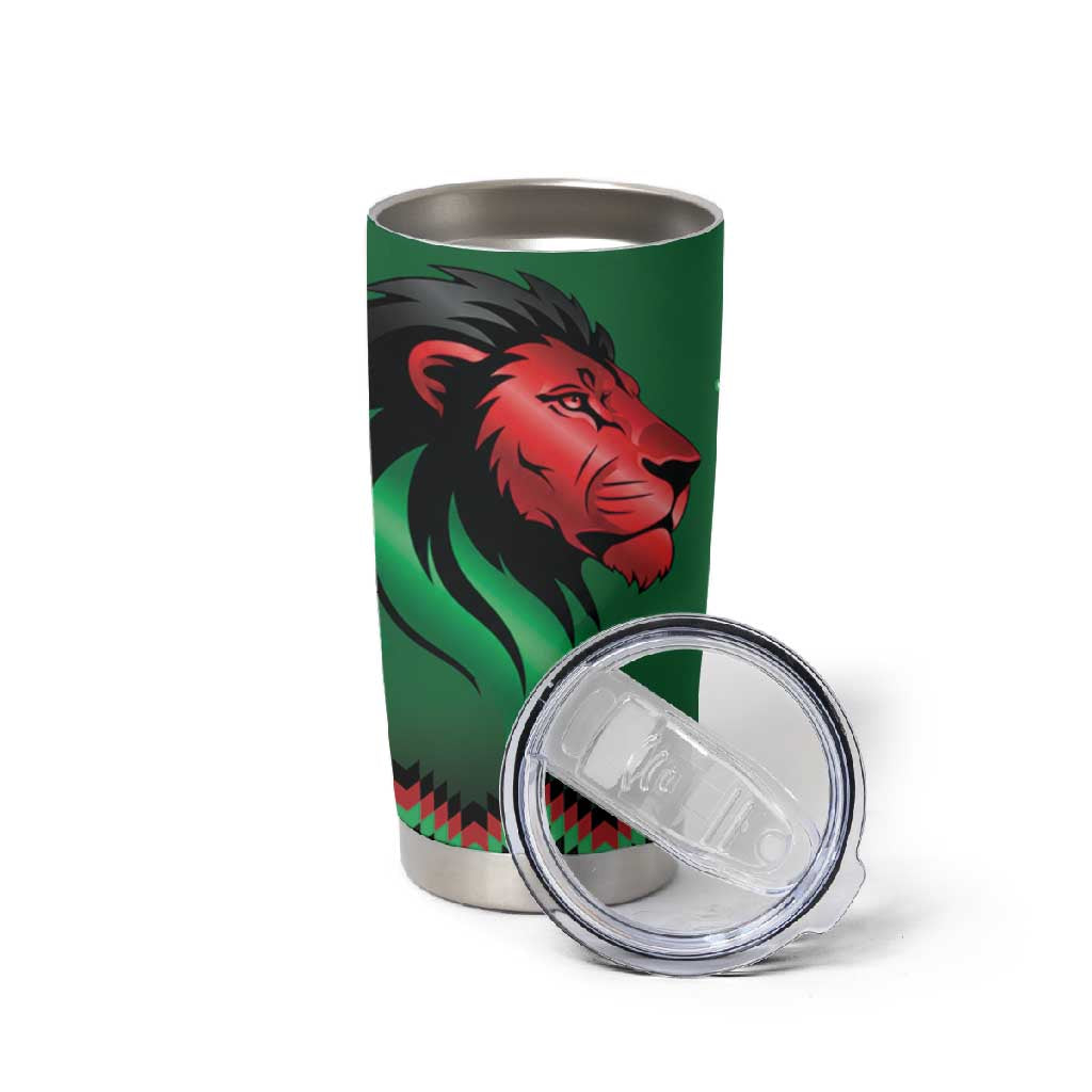 Custom Cricket Africa Kenya Tumbler Cup Green Lion Head with Kenyan Pattern - African Pride