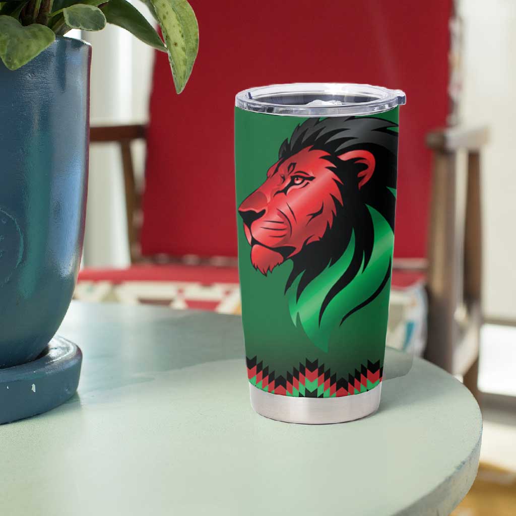 Custom Cricket Africa Kenya Tumbler Cup Green Lion Head with Kenyan Pattern - African Pride