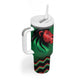Custom Cricket Africa Kenya Tumbler With Handle Green Lion Head with Kenyan Pattern - African Pride