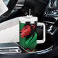 Custom Cricket Africa Kenya Tumbler With Handle Green Lion Head with Kenyan Pattern - African Pride