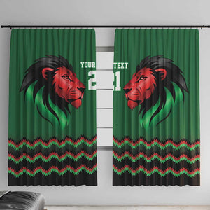 Custom Cricket Africa Kenya Window Curtain Green Lion Head with Kenyan Pattern - African Pride