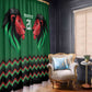 Custom Cricket Africa Kenya Window Curtain Green Lion Head with Kenyan Pattern - African Pride