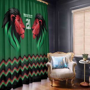 Custom Cricket Africa Kenya Window Curtain Green Lion Head with Kenyan Pattern - African Pride