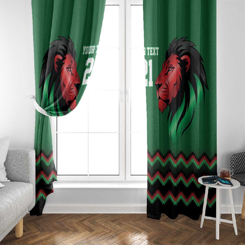 Custom Cricket Africa Kenya Window Curtain Green Lion Head with Kenyan Pattern - African Pride
