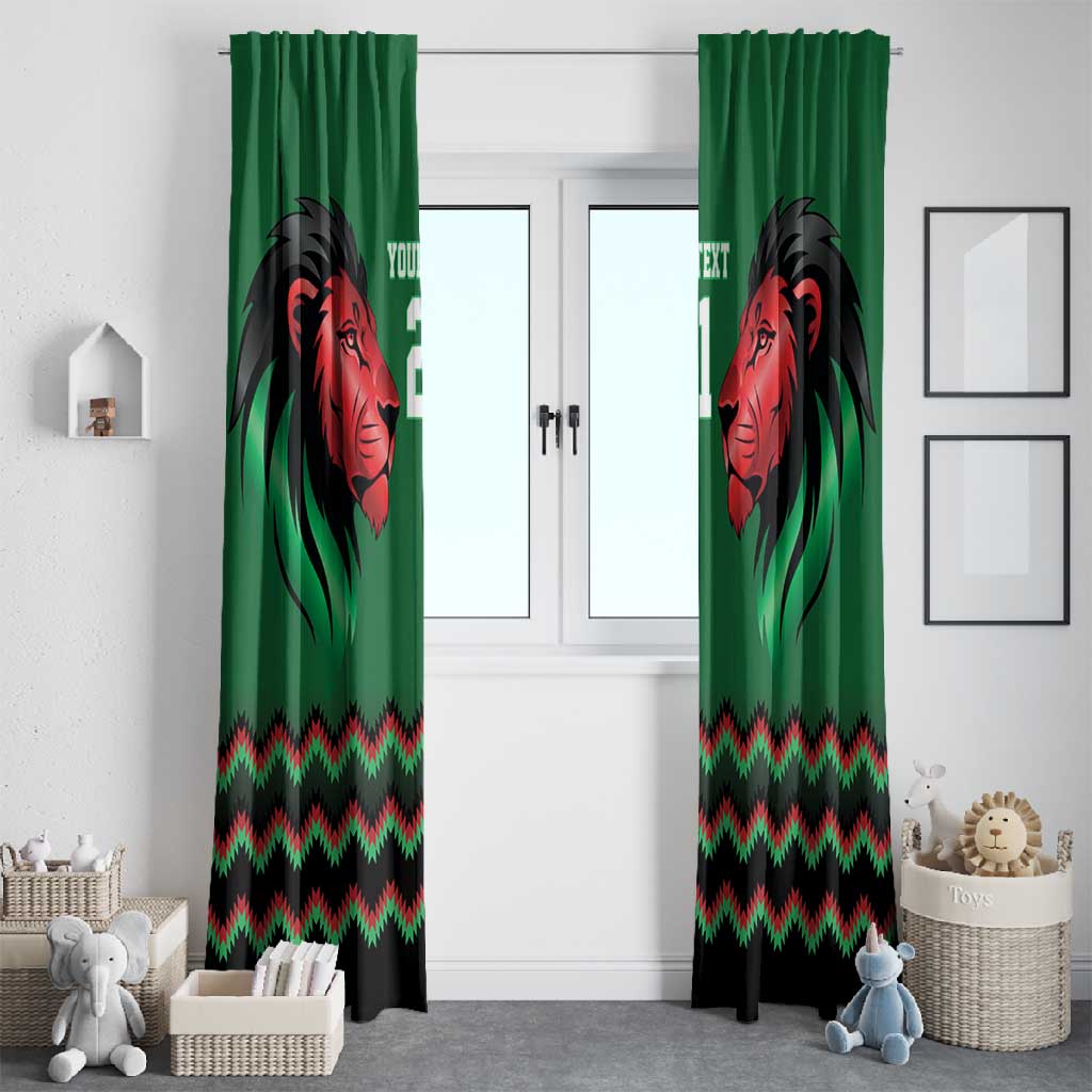 Custom Cricket Africa Kenya Window Curtain Green Lion Head with Kenyan Pattern - African Pride