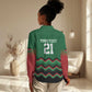 Custom Cricket Africa Kenya Women Casual Shirt Green Lion Head with Kenyan Pattern - African Pride