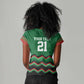 Custom Cricket Africa Kenya Women V-Neck T-Shirt Green Lion Head with Kenyan Pattern - African Pride