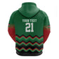Custom Cricket Africa Kenya Zip Hoodie Green Lion Head with Kenyan Pattern - African Pride