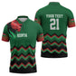 Custom Cricket Africa Kenya Zipper Polo Shirt Green Lion Head Kenyan Pattern